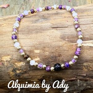 purple turquoise beaded colorful bracelet handmade